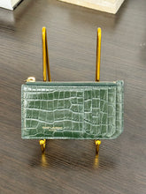 Load image into Gallery viewer, SAINT LAURENT Fragments Croc-effect Leather Zipped Card Case in Green
