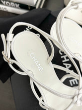 Load image into Gallery viewer, CHANEL 2023 SS Cruise Open Toe Pin Heel Sandals in White - EU38
