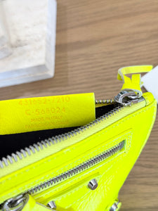 BALENCIAGA Agneau Leather Zippy Pochette in Neon Yellow