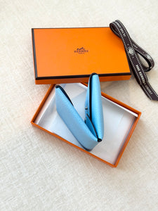 HERMES 2023 Calvi Duo Compact Card Holder - Celeste / Epsom