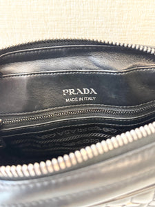 PRADA Diagramme Leather Small Camera Crossbody Bag - Black