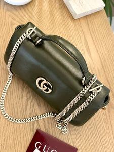 GUCCI GG Milano Mini Leather Top Handle Bag in Dark Olive