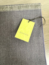 Load image into Gallery viewer, GUCCI 2023 Unisex Half GG Logo Wool Scarf - Gray/Navy Blue
