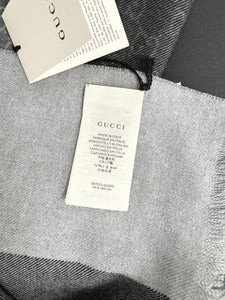 ▪️SOLD▪️GUCCI GG Unisex Wool Jacquard Knit Scarf - Grey