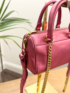 SAINT LAURENT Metallic Pink Mini Duffle Bag