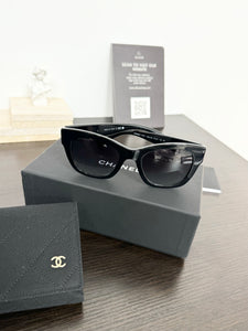 CHANEL Square Sunglasses in Black/Black Polarized