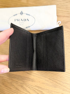 PRADA Men’s Saffiano Bi-Fold Wallet in Black