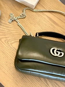 GUCCI GG Milano Mini Leather Top Handle Bag in Dark Olive