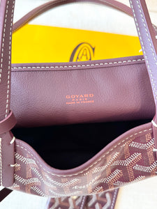 💛 NEW! 2025 GOYARD Anjou Canvas Leather Reversible Mini Tote Bag / Burgundy