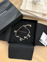 Load image into Gallery viewer, CHANEL CC Chain Anklet Bracelet Metal with Faux Pearl in Gold &amp; Pearly White
