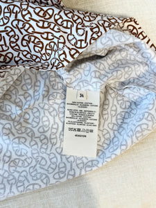 HERMES 2024 “Naoussa Chaine” Cotton Micro Dress / Brown / EU34