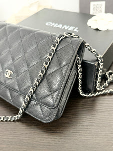 ▪️SOLD▪️CHANEL Classic Caviar Quilted Wallet On Chain in Black Leather