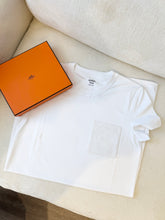 Load image into Gallery viewer, HERMES Embroidered Pocket Straight Dress in Plain Cotton Jersey / Blanc / EU36
