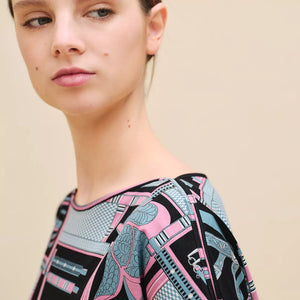 HERMES "Lettres Equestres" Drawstring Cotton Dress / EU34