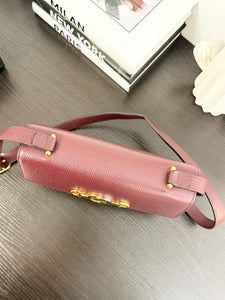 GUCCI Zumi Grain Leather Shoulder Bag in Burgundy