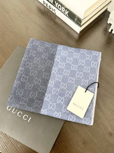 GUCCI GG Unisex Wool Jacquard Knit Scarf - Blue