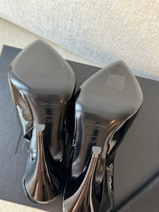 SAINT LAURENT Patent Leather Vernice Grupy 110 Slingback Pumps / Black / 37 EU