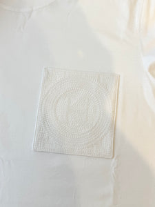 HERMES Embroidered Pocket Straight Dress in Plain Cotton Jersey / Blanc / EU36