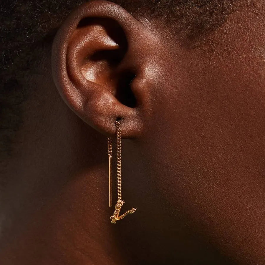 VERSACE Virtus Chain Drop Earrings in Gold