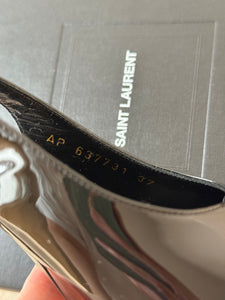 SAINT LAURENT Patent Leather Vernice Grupy 110 Slingback Pumps / Black / 37 EU