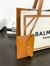 Load image into Gallery viewer, BALMAIN Canvas B-Army 42 Tote Bag in Gem Naturel
