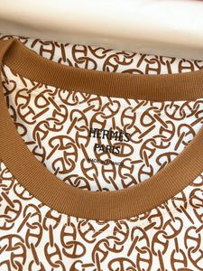 HERMES 2024 “Naoussa Chaine” Cotton Micro Dress / Brown / EU34