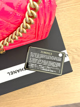 Load image into Gallery viewer, CHANEL Quilted Boy Patent Leather Old Medium Flap Bag in Neon Pink
