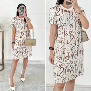 HERMES Panoplie Tout Cuir Straight Dress / Blanc Naturel / EU 34 / US 2