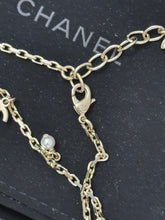 Load image into Gallery viewer, CHANEL CC Chain Anklet Bracelet Metal with Faux Pearl in Gold &amp; Pearly White
