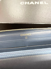 Load image into Gallery viewer, CHANEL Classic Metallic Grained Calfskin Long Zipped Wallet in Blue
