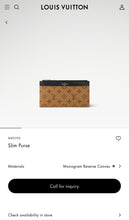 Load image into Gallery viewer, LOUIS VUITTON Monogram Reverse Canvas Slim Purse
