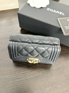 CHANEL Caviar Quilted Small Boy Flap Wallet in Black