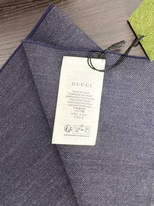 GUCCI 2023 Unisex Half GG Logo Wool Scarf - Gray/Navy Blue