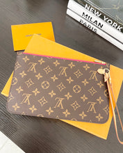 Load image into Gallery viewer, LOUIS VUITTON 2022 Monogram Neverfull MM Pochette Wristlet Pouch in Pivoine Pink
