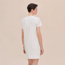 Load image into Gallery viewer, HERMES Embroidered Pocket Straight Dress in Plain Cotton Jersey / Blanc / EU36
