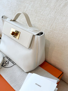 Hermès White Evercolor and Nata Swift Mini 24/24 21 / Palladium Hardware / 2022