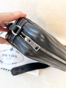 PRADA Diagramme Leather Small Camera Crossbody Bag - Black