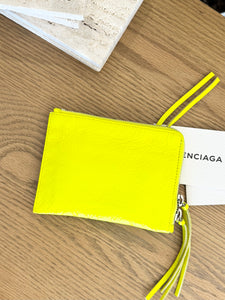 BALENCIAGA Agneau Leather Zippy Pochette in Neon Yellow