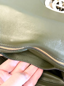 GUCCI GG Milano Mini Leather Top Handle Bag in Dark Olive