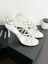 Load image into Gallery viewer, CHANEL 2023 SS Cruise Open Toe Pin Heel Sandals in White - EU38
