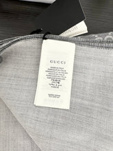 Load image into Gallery viewer, ▪️SOLD▪️GUCCI GG Jacquard Giant Plus Silk Wool Shawl - Grey
