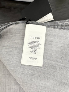 ▪️SOLD▪️GUCCI GG Jacquard Giant Plus Silk Wool Shawl - Grey