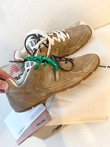 New Balance X Miu Miu Women’s 530 SL Suede Sneakers in Ecru / EU 38