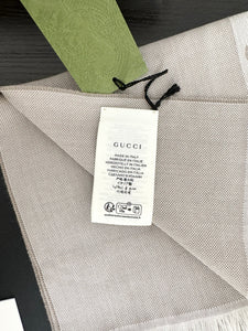 GUCCI 2023 Unisex Half GG Logo Wool Scarf - Beige/Ivory