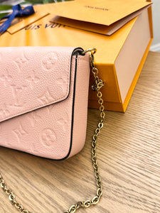 LOUIS VUITTON Félicie Pochette Empriente Leather Crossbody Bag - Rose Poudre