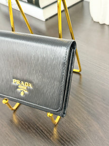 PRADA Vitello Move Trifold Wallet in Black