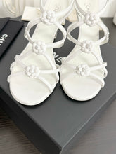 Load image into Gallery viewer, CHANEL 2023 SS Cruise Open Toe Pin Heel Sandals in White - EU38
