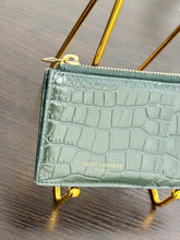 Load image into Gallery viewer, SAINT LAURENT Fragments Croc-effect Leather Zipped Card Case in Green
