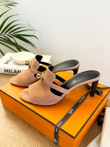 HERMES Suede Cute High Heel Sandals - (EU)37.5