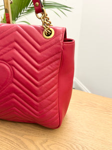 GUCCI GG Marmont Large Shoulder Bag in Hibiscus Red